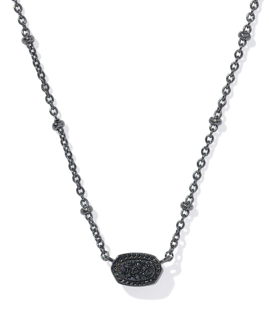 Mini Elisa Satellite Short Pendant Necklace Gunmetal Black Drusy - Southern Belle Boutique