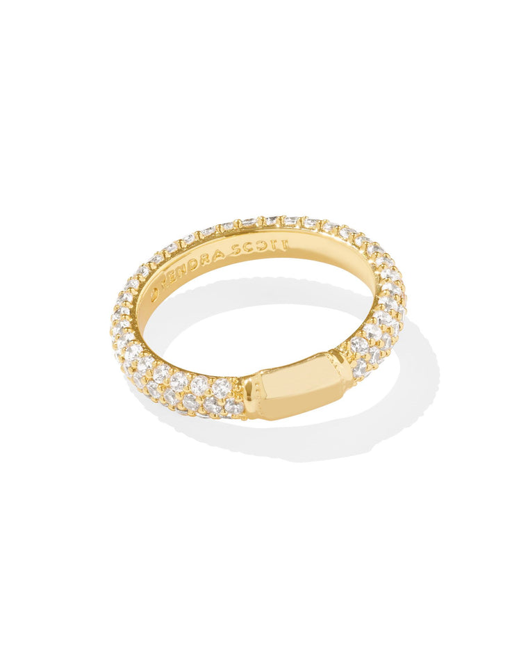 Emery Band Ring - Gold White Crystal