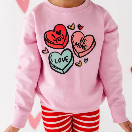 Candy Hearts Valentines Youth Sweatshirt - Southern Belle Boutique