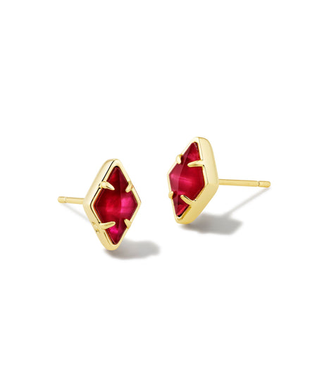 Kinsley Stud Earrings Gold Raspberry Illusion - Southern Belle Boutique