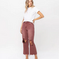 Super High Rise 90's Vintage Crop Flare Jeans - Russet Brown