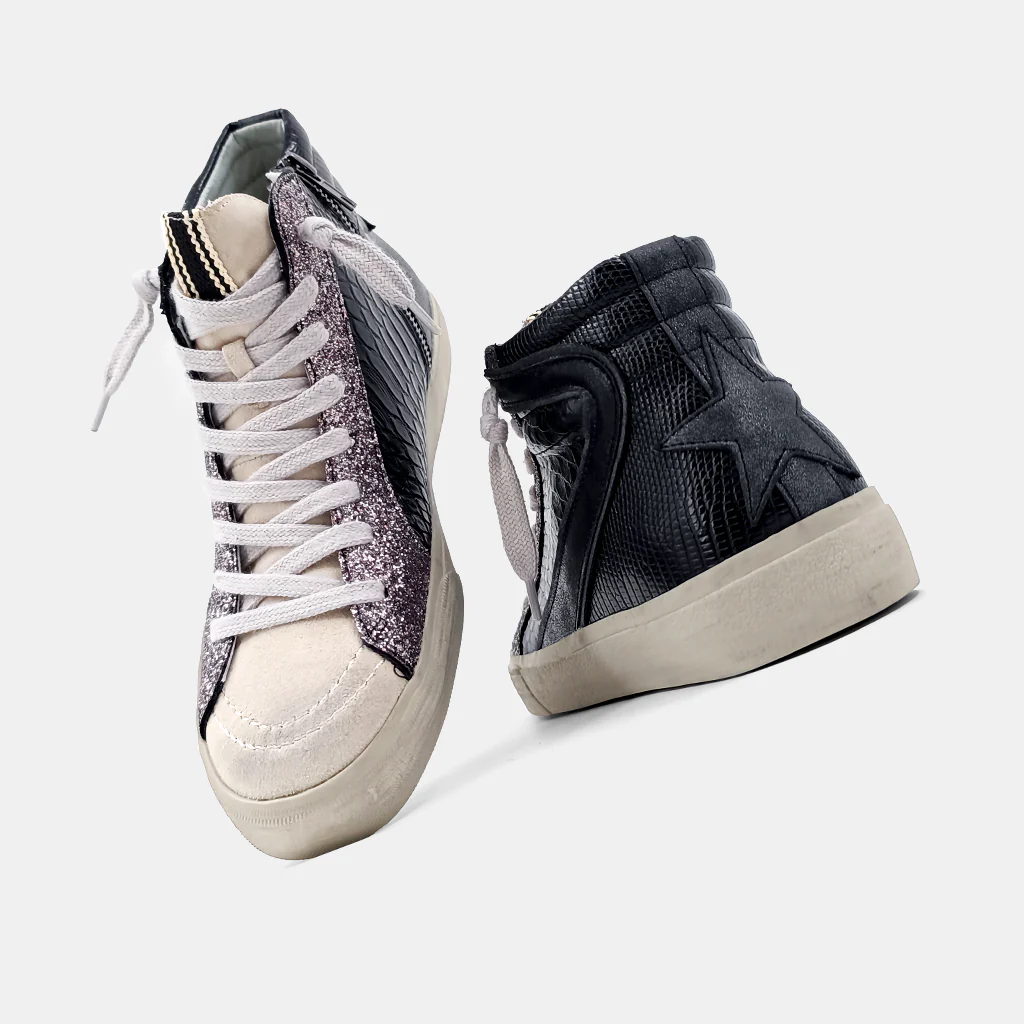 Rooney Black Snake Sneaker - Southern Belle Boutique