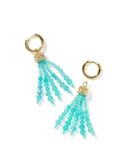 Sylvia Huggie Earrings Gold Teal Amazonite