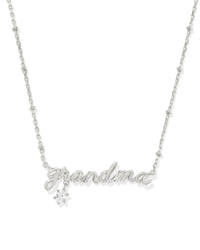 Grandma Crystal Short Pendant Necklace Silver - Southern Belle Boutique