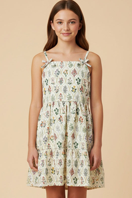 Beige Wallpaper Block Print Detail Poplin Dress - Southern Belle Boutique