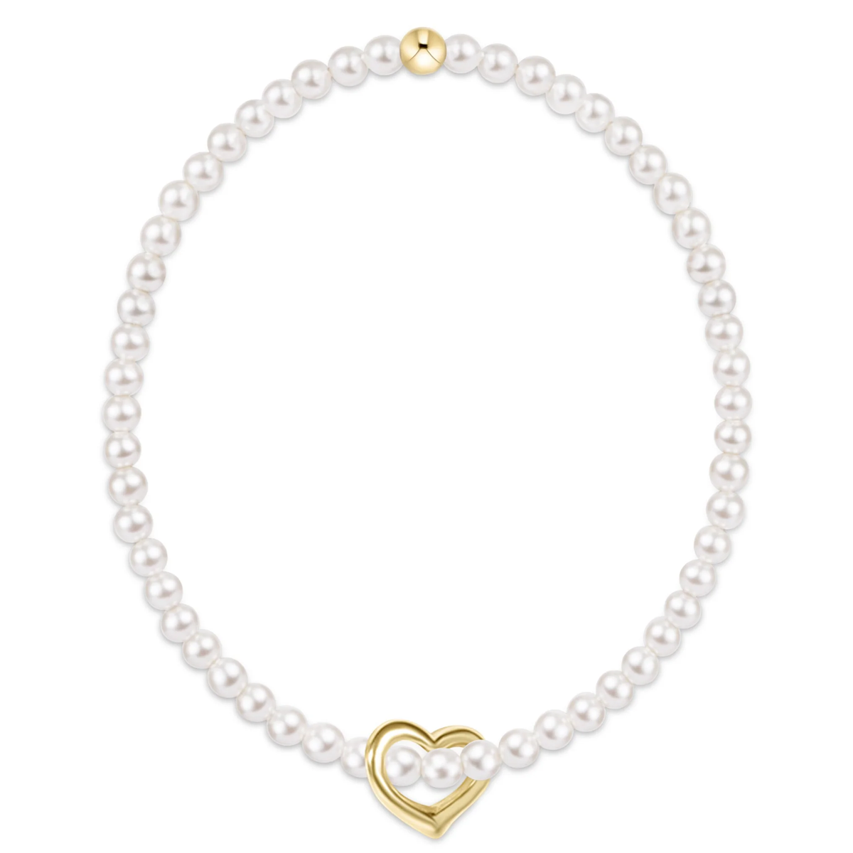 EGirl Classic Pearl 3mm Bracelet - Love Gold Charm