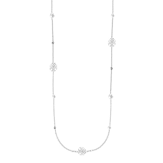 Adorned Pearl Logo Station Necklace, Silver - Southern Belle Boutique