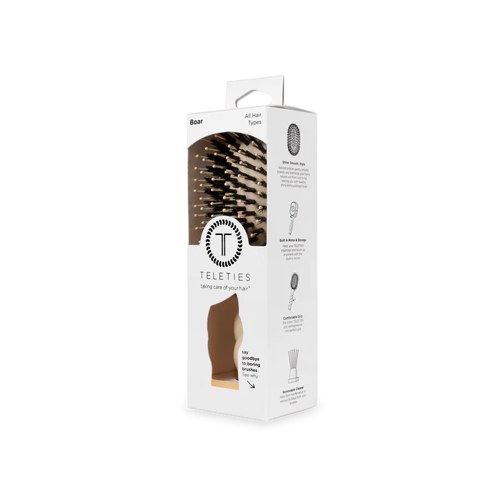 Mini Boar Bristle Hair Brush - Tan - Southern Belle Boutique