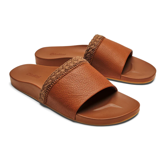Pākea Leather Slide Sandals - Fox