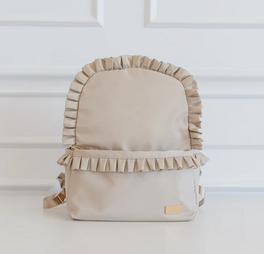 Ruffle Nylon Backpack - Nude