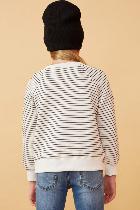 Ivory Striped Henley - Southern Belle Boutique
