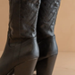 The Bronco Black Knee High Western Boot