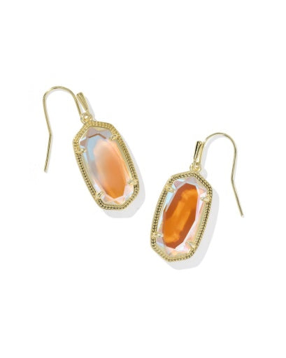 Dani Drop Earring Gold Dichroic Glass