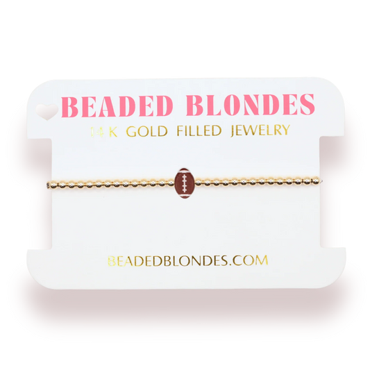 Football BB Bead Bracelet - 6.75" - Southern Belle Boutique