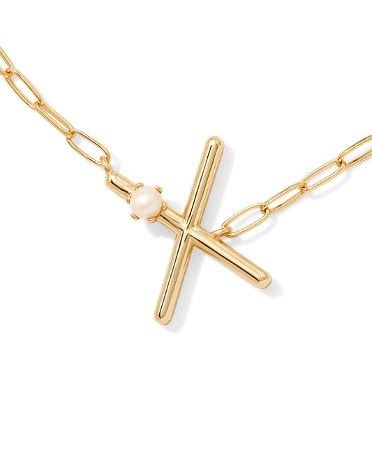 Pearl Initial X Short Pendant Necklace - Gold - Southern Belle Boutique