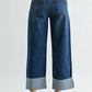Scissor Cut Cuffed Slim Wide Jeans