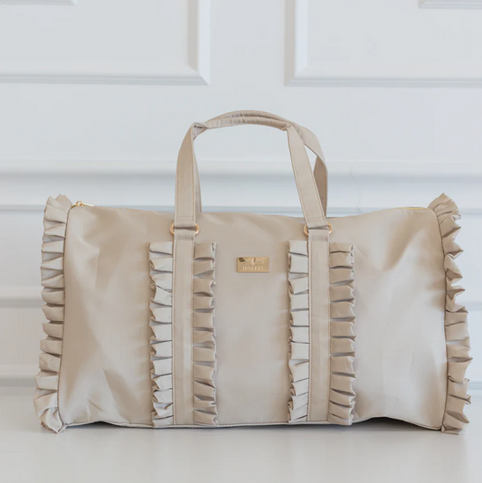 Ruffled Nylon Weekender - Nude - Southern Belle Boutique