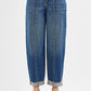 High Rise Fit Barrel Cuffed Jean - Dark Wash