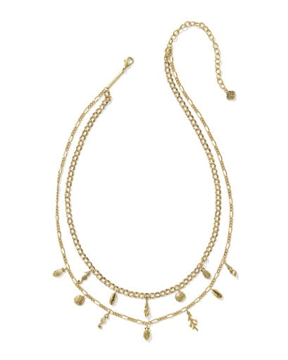 Alexa Multi Strand Necklace Vintage Gold White Cz - Southern Belle Boutique