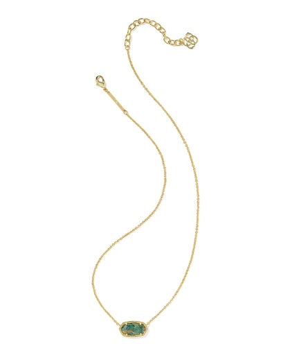 Elisa Pendant Necklace Gold Bronze Veined Green Malachite
