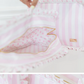 Ruffled Nylon XL Pouch - Pink Polka Stripe - Southern Belle Boutique