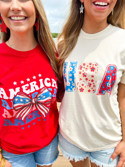 America America Red Tee - Southern Belle Boutique