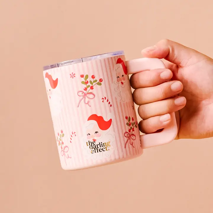 14oz Insulated Mug - Holly Jolly Santa - Southern Belle Boutique