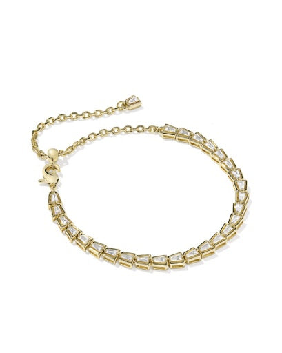 Bella Tennis Bracelet Gold White Cz