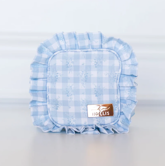 Rufffled Nylon Tech Organizer - Blue Floral - Southern Belle Boutique