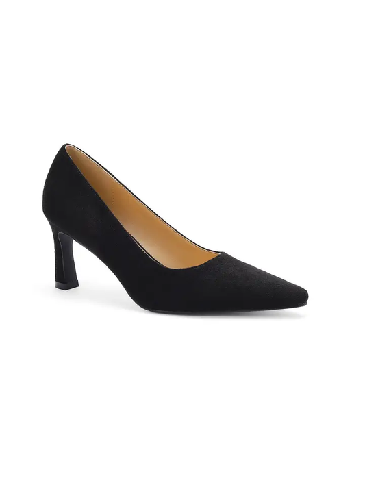 Black Suede Classic Pump Heel