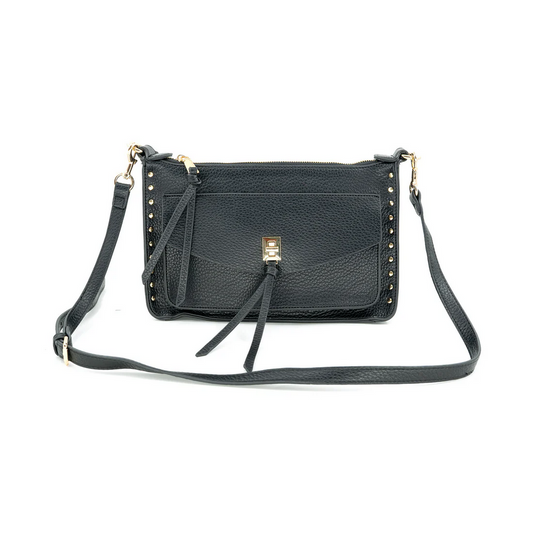 Black Studded Vegan Leather Crossbody Bag