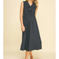 Front Tie Smocking Midi Dress - Ink - Southern Belle Boutique