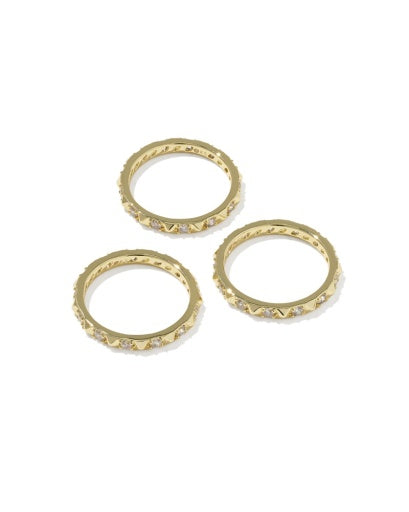Fate Ring Set Of 3 - Gold White Cz