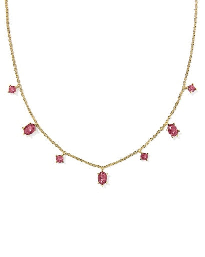 Cailin Delicate Strand Necklace Gold Red Crystal - Southern Belle Boutique