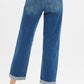 Risen Mid Rise Boyfriend Roll Up Jeans - Dark - Southern Belle Boutique