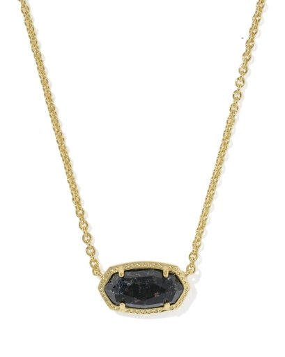 Elisa Boo Short Pendant Necklace - Gold Black Granite - Southern Belle Boutique
