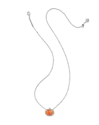 Pumpkin Short Pendant Necklace - Silver Orange Banded Agate - Southern Belle Boutique