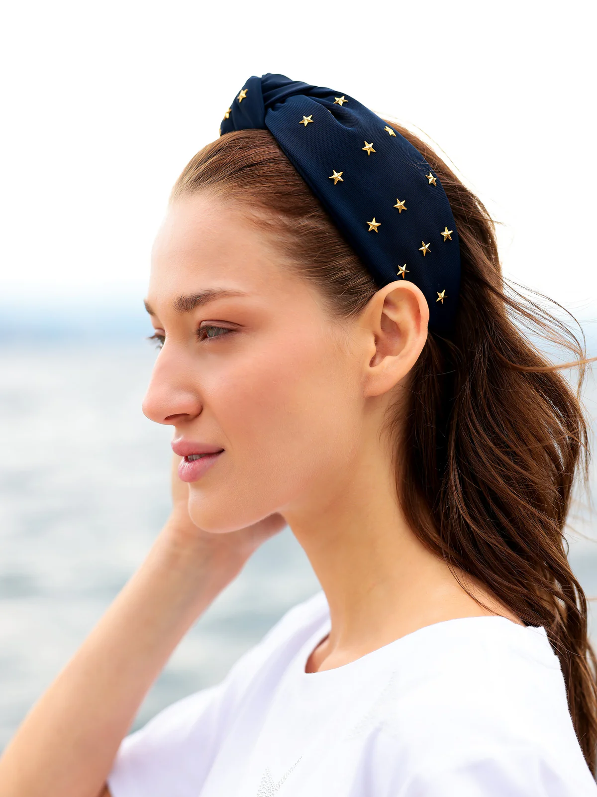 Stars Knotted Headband, Navy - Southern Belle Boutique