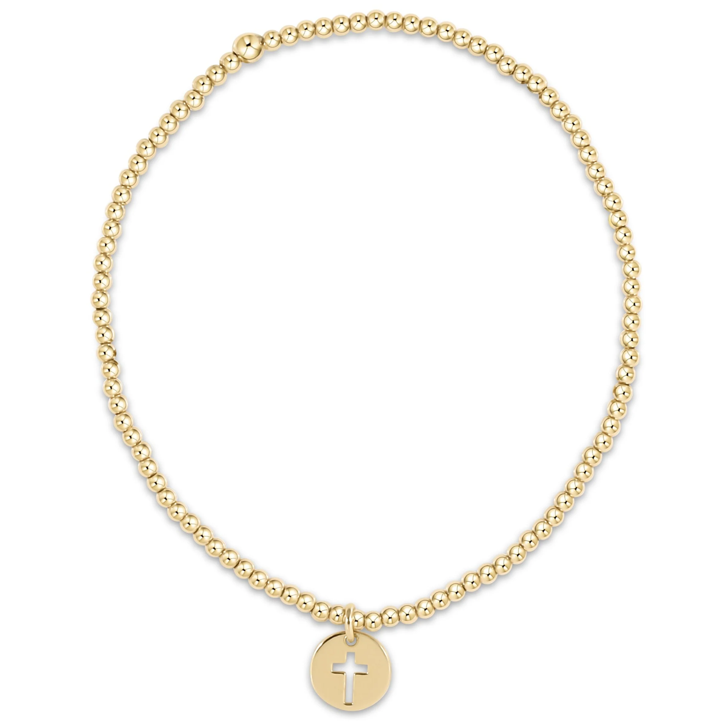 Classic Gold 2mm Bead Bracelet - Blessed Small Gold Disc - Southern Belle Boutique