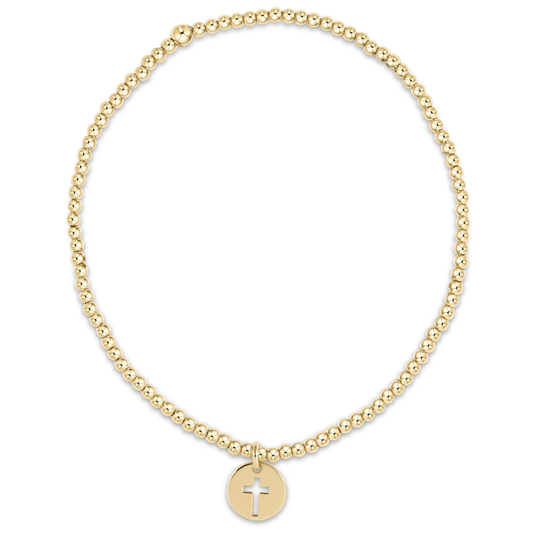 Classic Gold 2mm Bead Bracelet - Blessed Small Gold Disc - Southern Belle Boutique