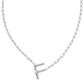 Pearl Letter F Short Pendant Necklace - Silver