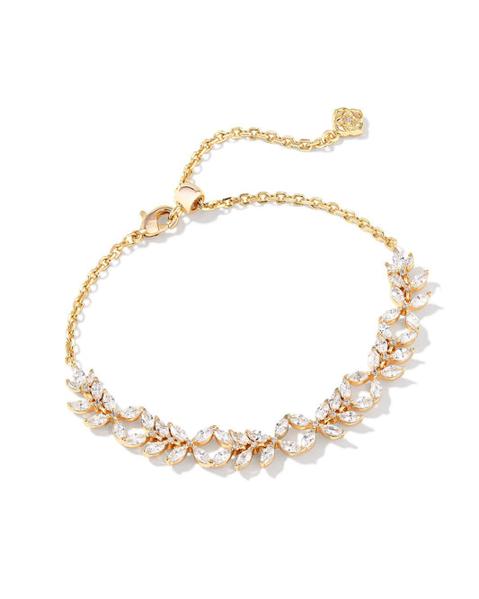 Rosalie Tennis Bracelet - Gold White Crystal