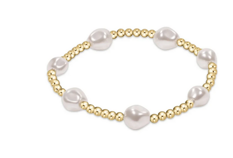 Admire Gold 3mm Bead Bracelet - Pearl