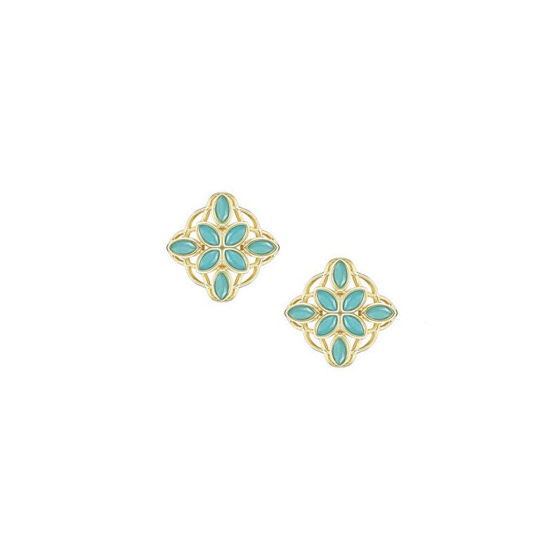 Bloom Stud Earrings in Aqua - Southern Belle Boutique