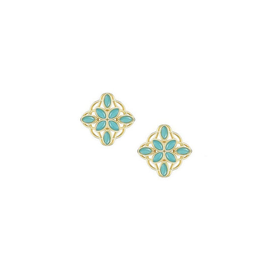 Bloom Stud Earrings in Aqua - Southern Belle Boutique