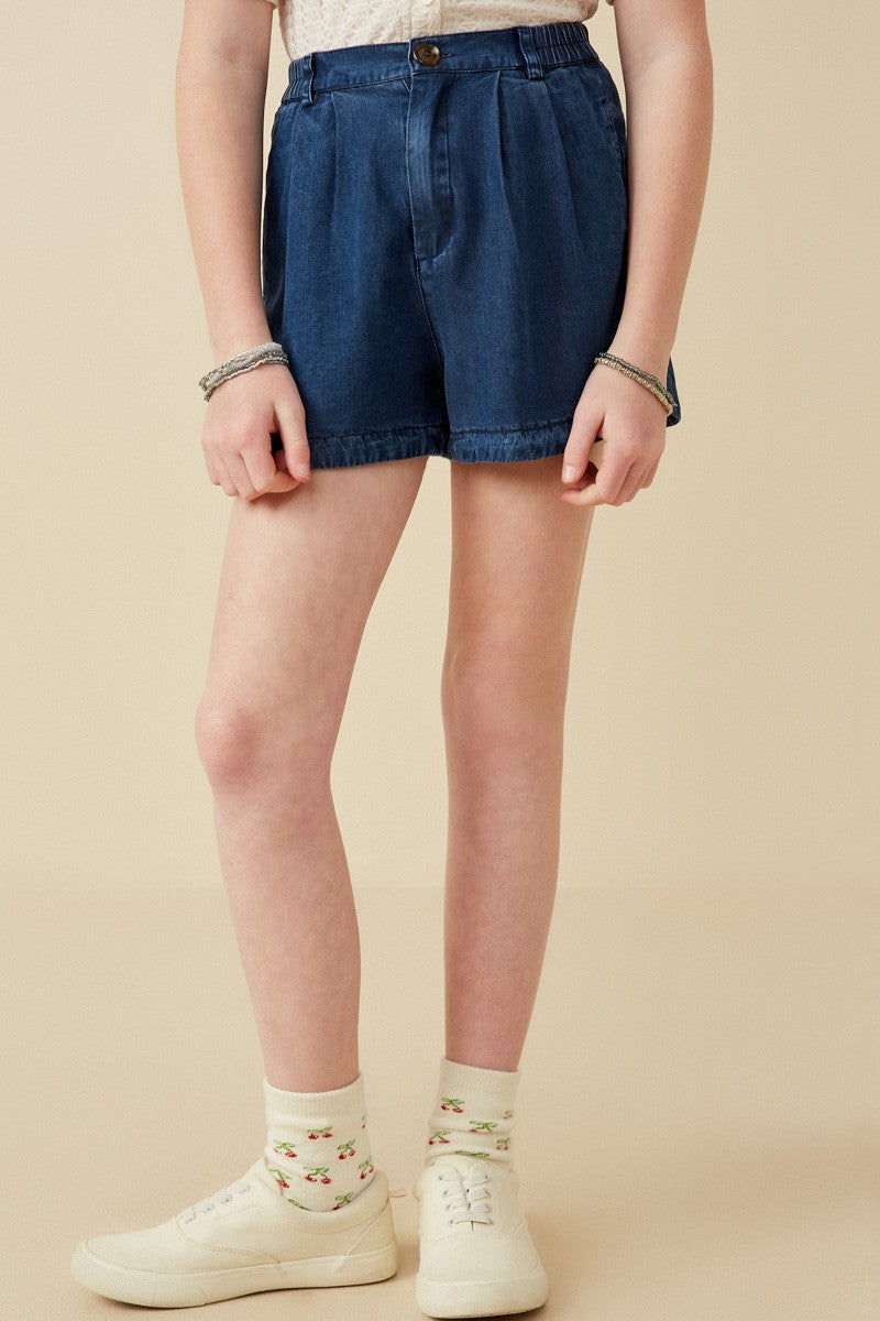 Girls Denim Tencel Dolphin Shorts