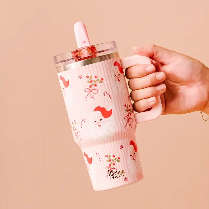 20 oz Lifestyle Flip Straw Tumbler-Holly Jolly Santa - Southern Belle Boutique