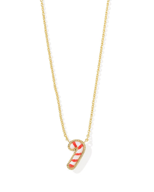 Candy Cane Short Pendant Necklace Gold Ivory Mother Of Pearl