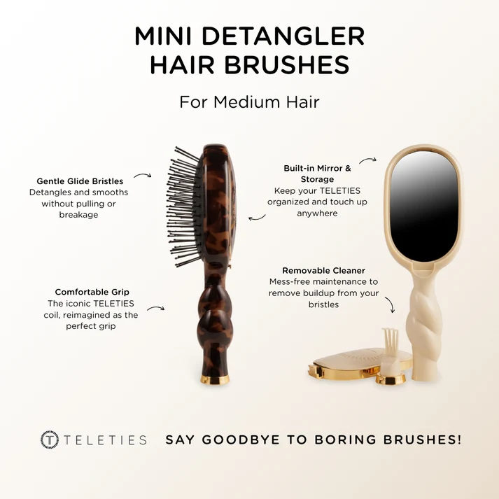 Mini Detangler Hair Brush - Medium Hair - Tortoise - Southern Belle Boutique
