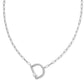 Pearl Letter D Short Pendant Necklace - Silver